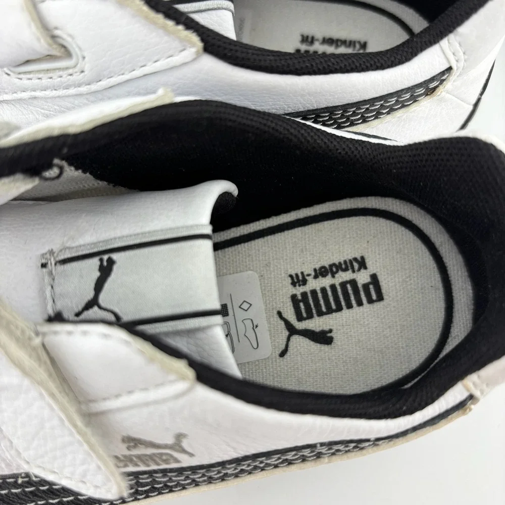 Puma Kinder-fit Sneakers Size 2.5 White Black Excellent Hook and Loop 302868 05